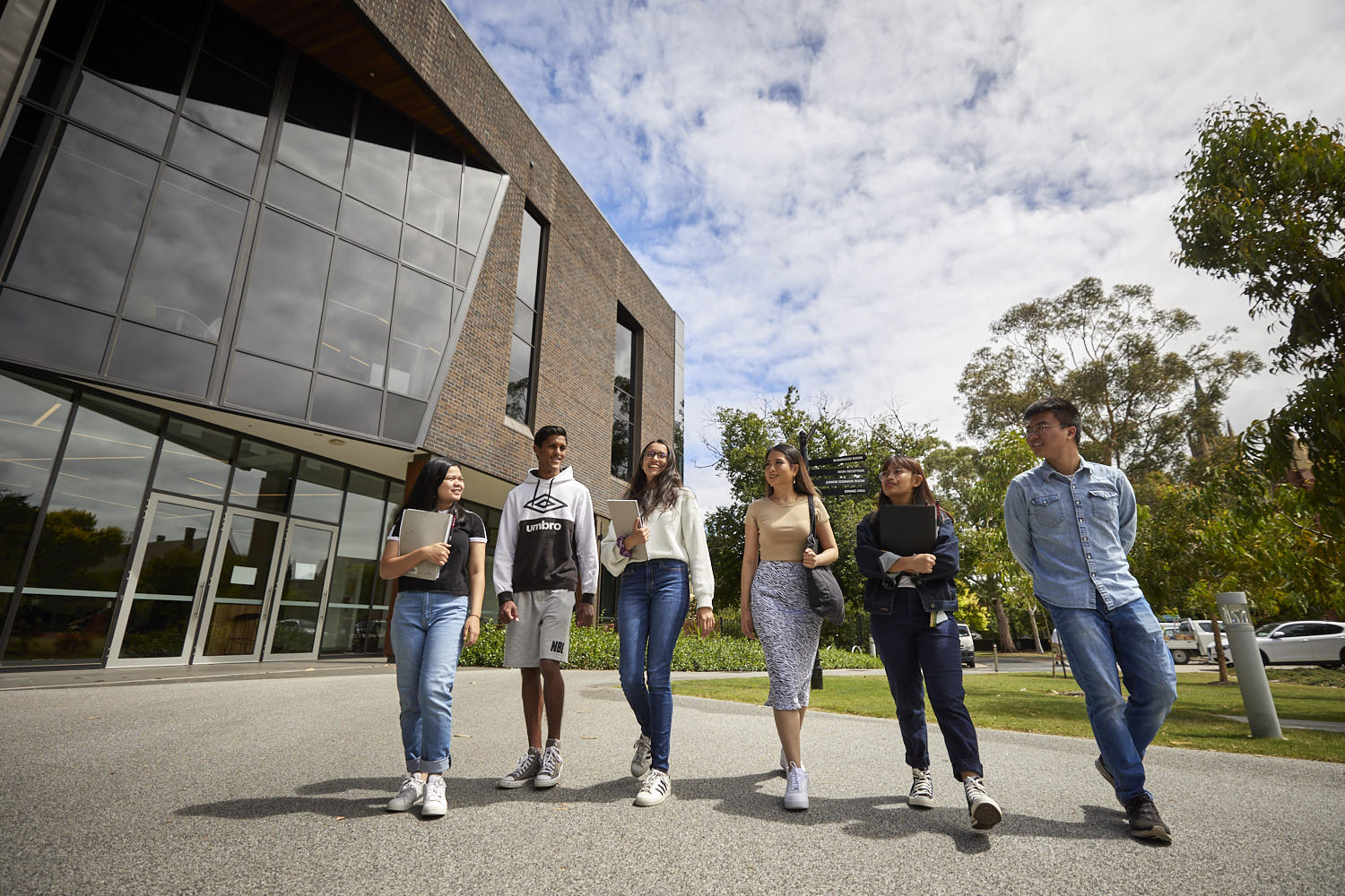 Students talking on a beautiful day
